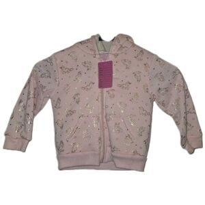 Pink Toddler Fuzzy Zip Up Hoodie W/ Unicorns